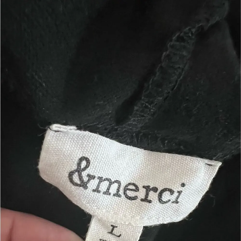 &merci Womens Large Black Hooded Trench Cardigan Cover-Up Beachy Resortwear